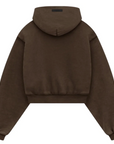 Fear of God Essentials - Women's Heavy Fleece Cropped V-Neck Hoodie "Brown"