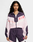 Nike Women's Zip-up Jacket in Woven Fabric Dark Raisin