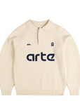Arte Antwerp Football Knit Polo Sweater - Cream