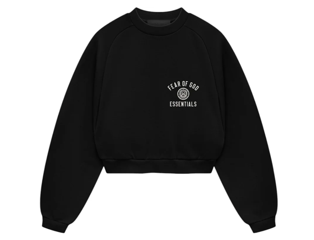 Fear of God Essentials - Women's Fleece Cropped Crewneck (FW24) "Black"