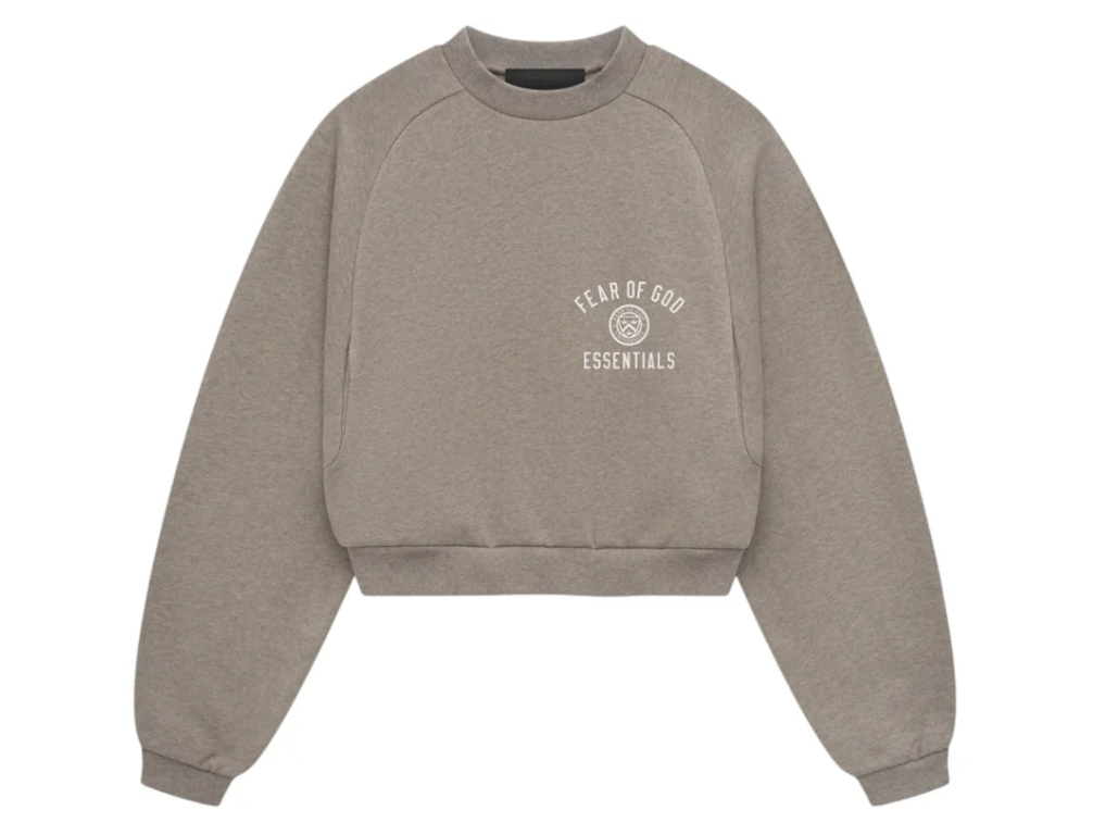 Fear of God Essentials - Women's Fleece Cropped Crewneck (FW24) "Heather Gray"