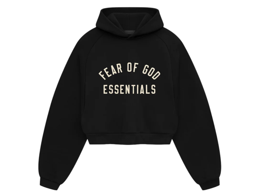 Fear of God Essentials - Women's Fleece Cropped Hoodie (FW24) "Black"