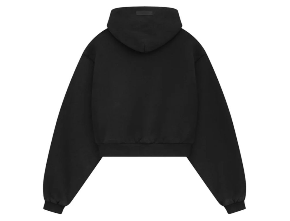 Fear of God Essentials - Women's Heavy Fleece Cropped V-Neck Hoodie "Black"