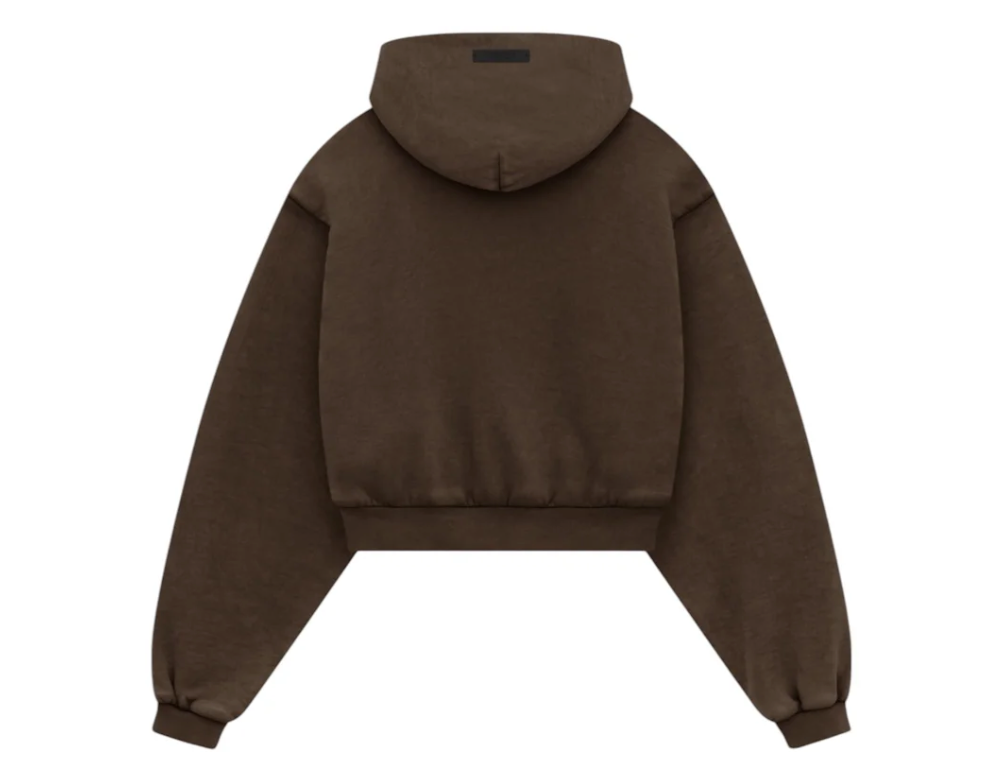 Fear of God Essentials - Women's Heavy Fleece Cropped V-Neck Hoodie "Brown"