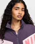 Nike Women's Zip-up Jacket in Woven Fabric Dark Raisin